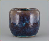 blue glazed pottery vase